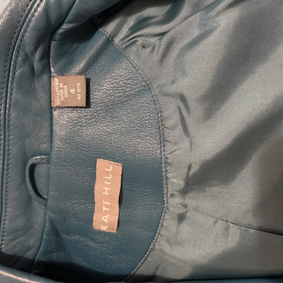Kate Hill teal leather jacket size 4 - Picture 8 of 8